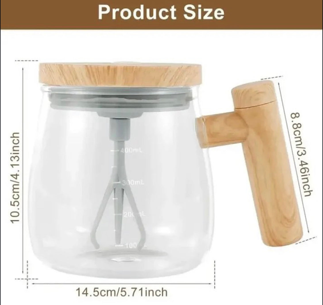 400ml Automatic Self Stirring Coffee Glass Cup with Lid