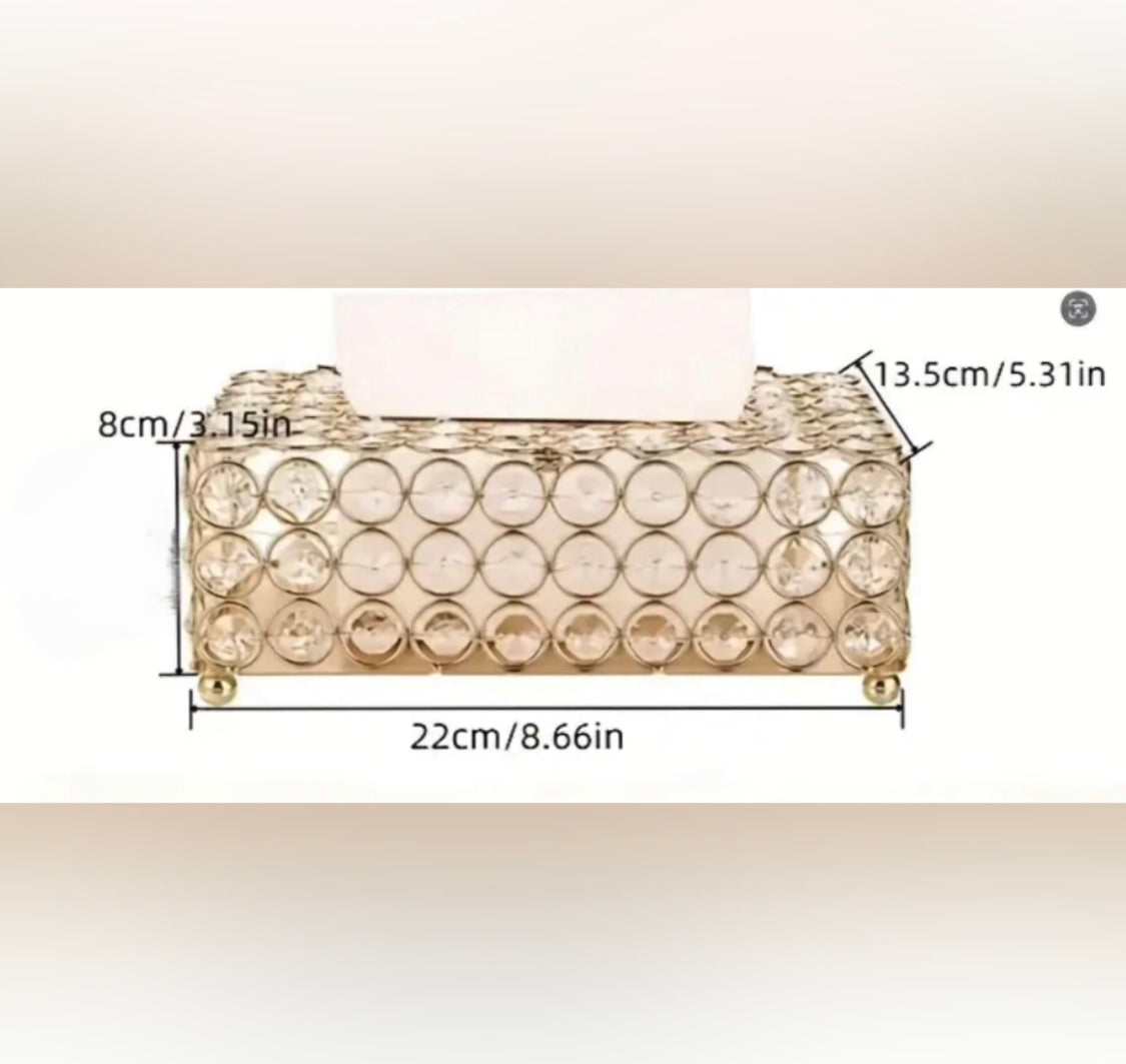 Metal Round Crystal Tissue Box