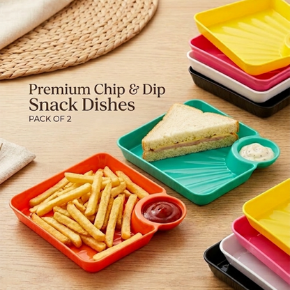 2 Pcs Snack Plate with Dipping Cup