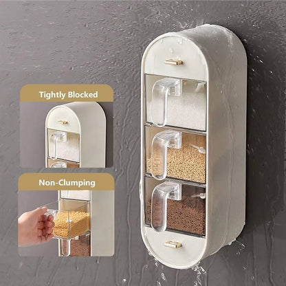 Wall-Mounted 3 Grids Spice Rack with Spoons