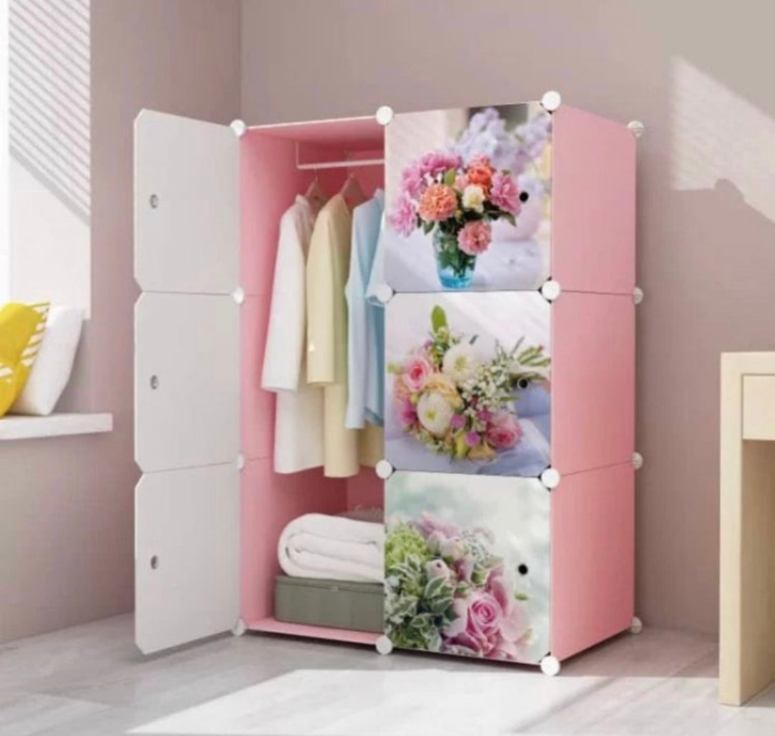 Portable Multipurpose Wardrobe Clothes Storage Cupboard (111cm Lenght, 76cm Width)