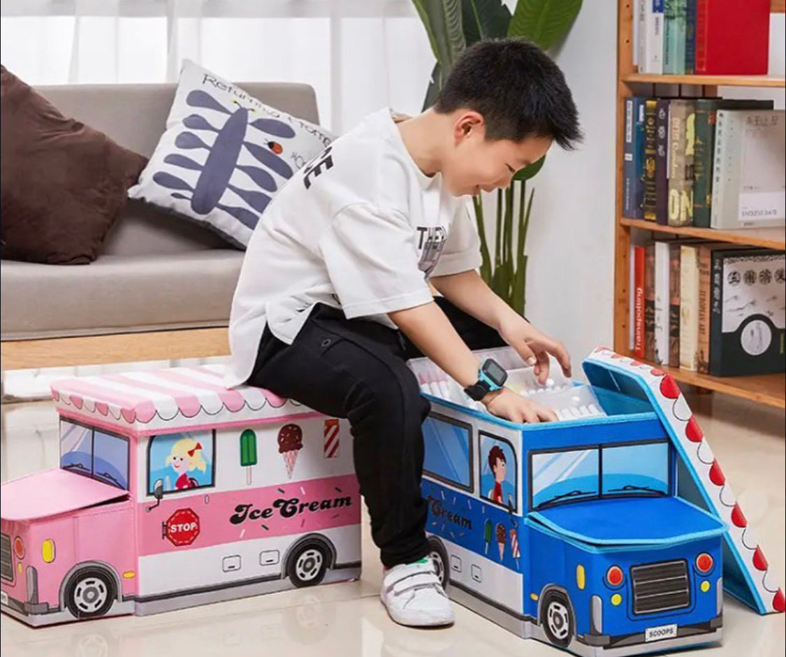 Foldable Bus Shape Storage Box for Toys Kids