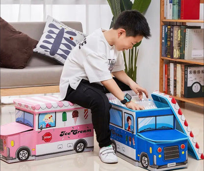 Foldable Bus Shape Storage Box for Toys Kids