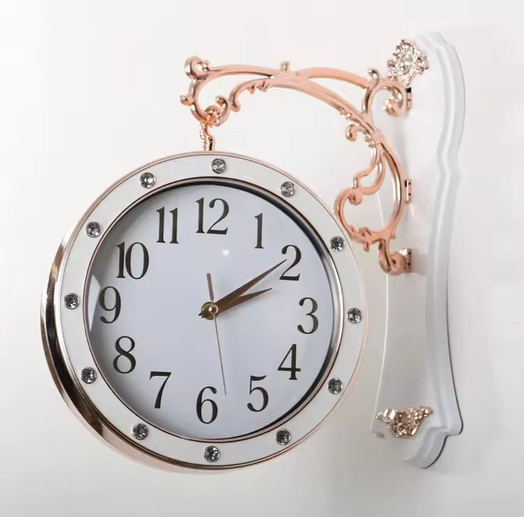 White Double Side Wall Clock for Home Decor