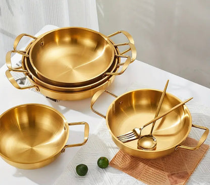 Golden Steel Ramen Bowl with Handles