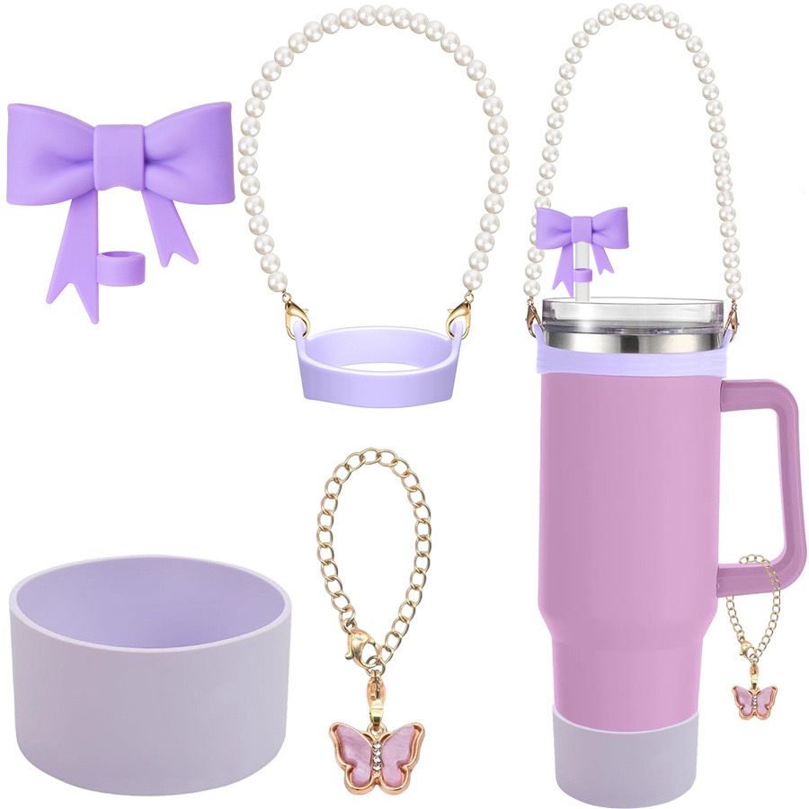 4 Pcs Accesories for Tumbler (Straw cover, Keychain, pearl holder and protector)
