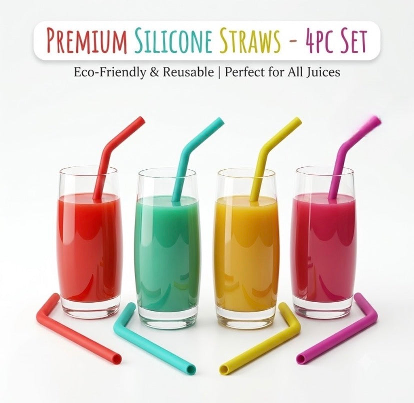 Pack of 4 Silicone Straws Set