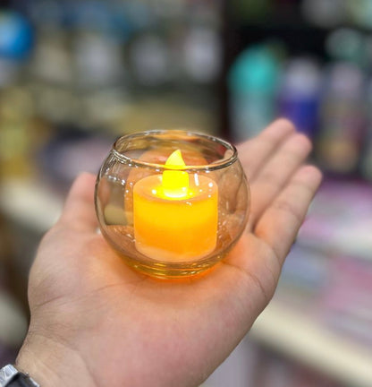 Led Light Warm Glass Candle