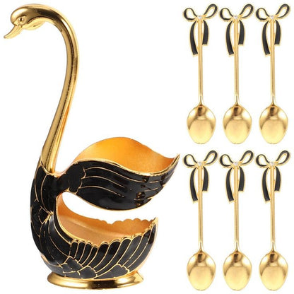 Swan Duck with 6 Tea Spoon Set