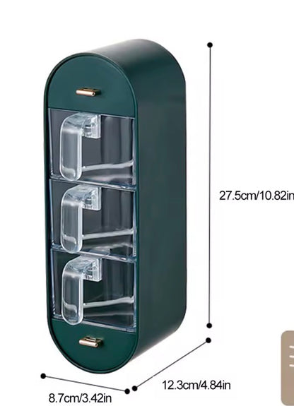 Wall-Mounted 3 Grids Spice Rack with Spoons