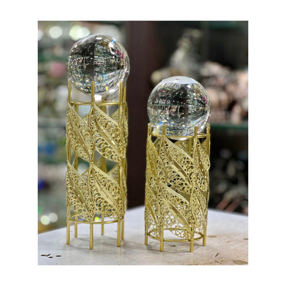 2 Pcs Crystal Ball Showpiece Set