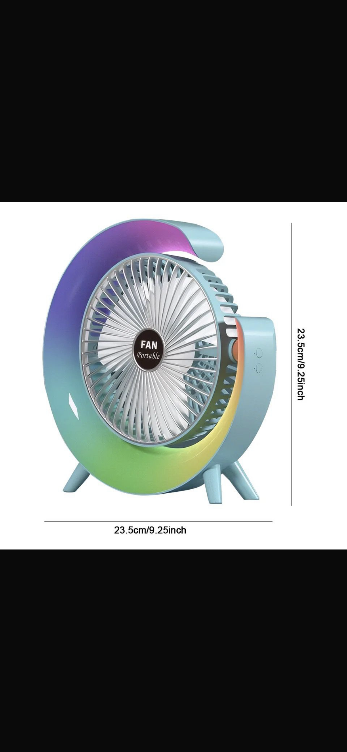 5 Colours Changeable 360 Rotatable Rechargeable Fan