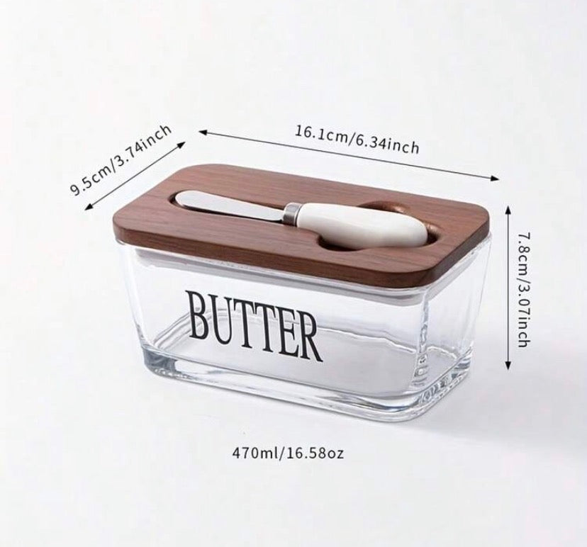 500ml Butter Dish Box with Wooden Lid