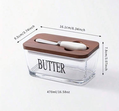 500ml Butter Dish Box with Wooden Lid