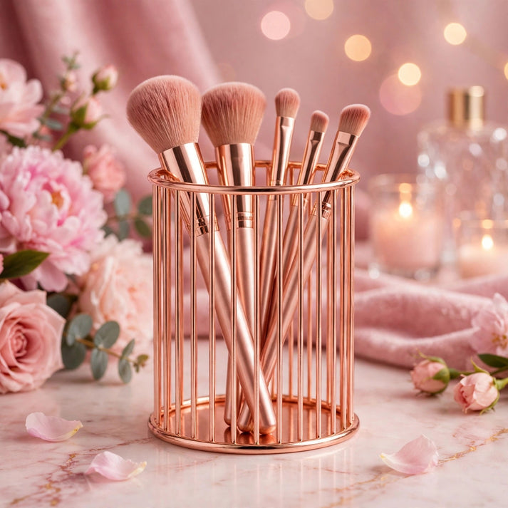 Rose Gold Metal Brushes Holder
