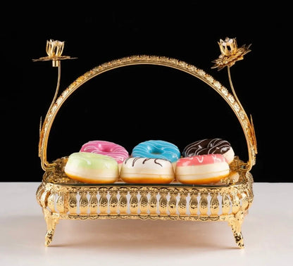 Golden Serving Tray with Handle