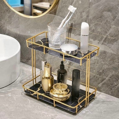 2 Layer Marble Cosmetic Makeup Organizer