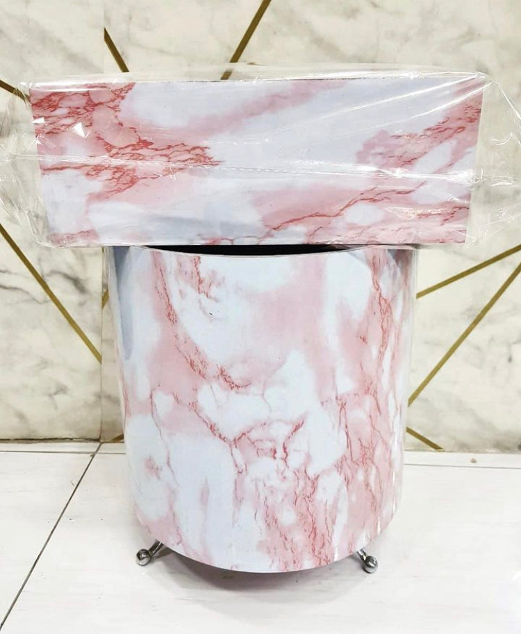 Pink Marble Dustbin and Tissue Box Set