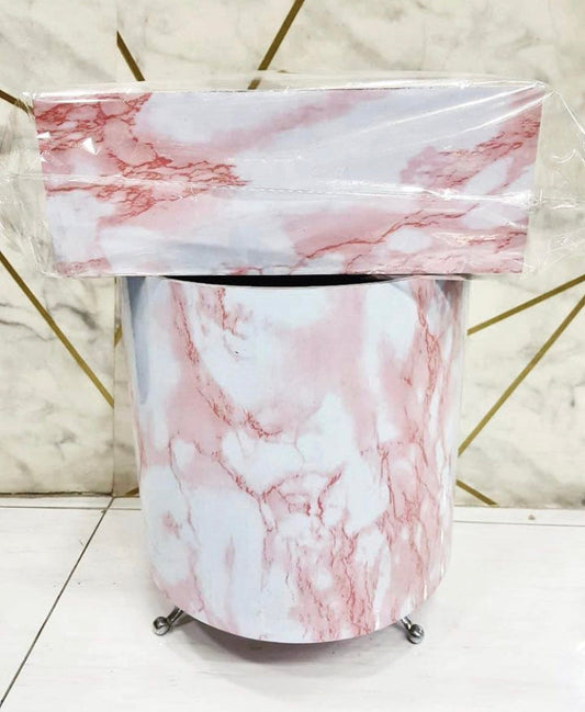 Pink Marble Dustbin and Tissue Box Set