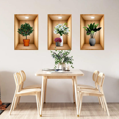 3 Pcs Flower Vase Wall Decoration