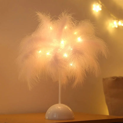 Feather Warm Light Side Table Lamp