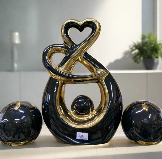 3 Pcs Black Showpiece Set for Home Decor