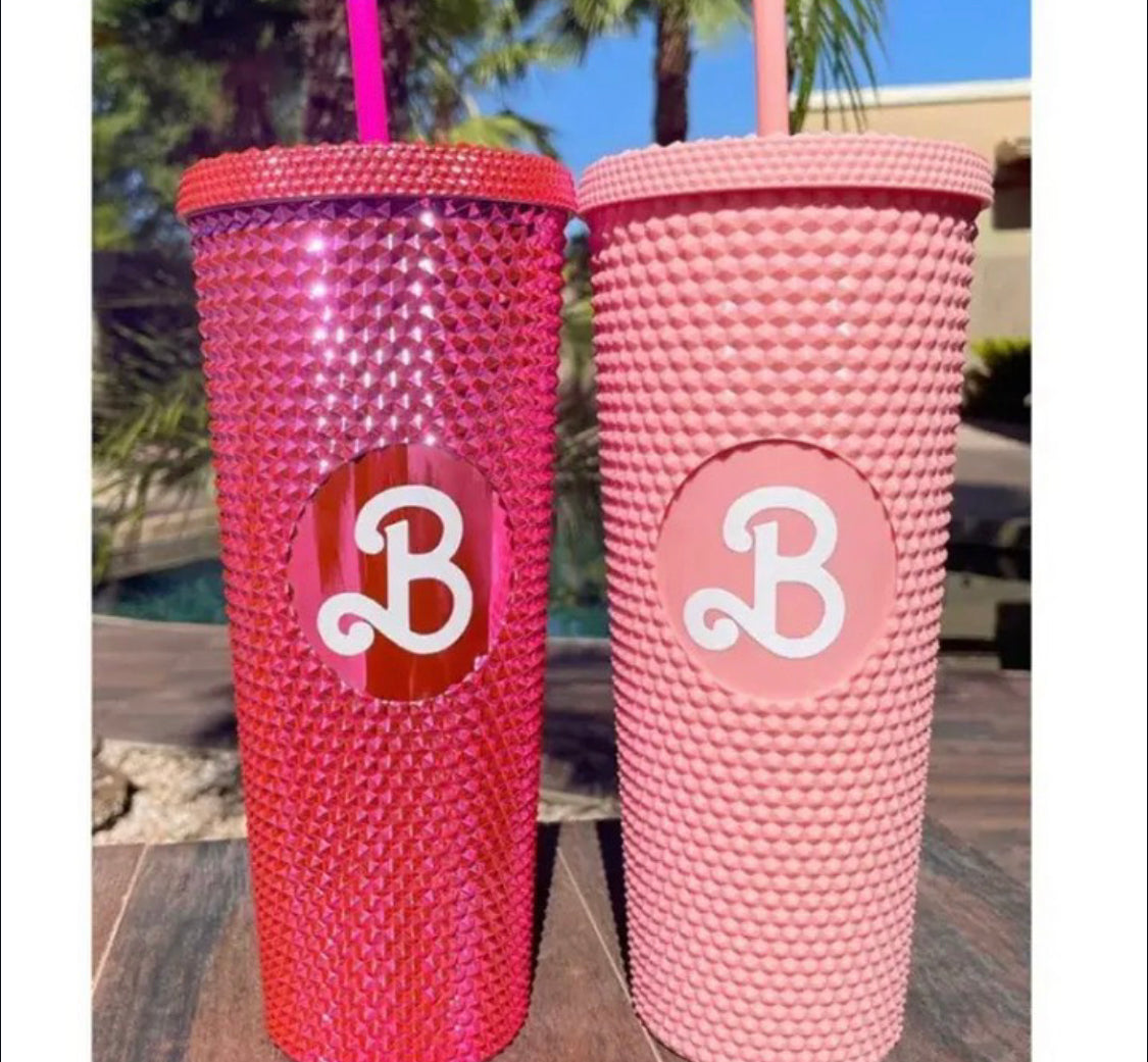 New Large Capacity Barbie Straw Tumbler Glass