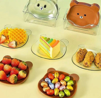 8 Pcs Bear Plates for kids with Holder