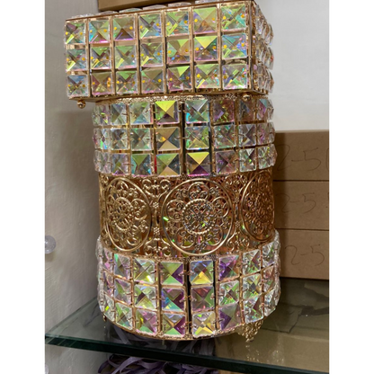 Crystal Metal Dustbin and Tissue Box Set