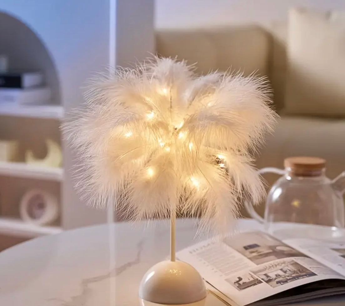 Feather Warm Light Side Table Lamp