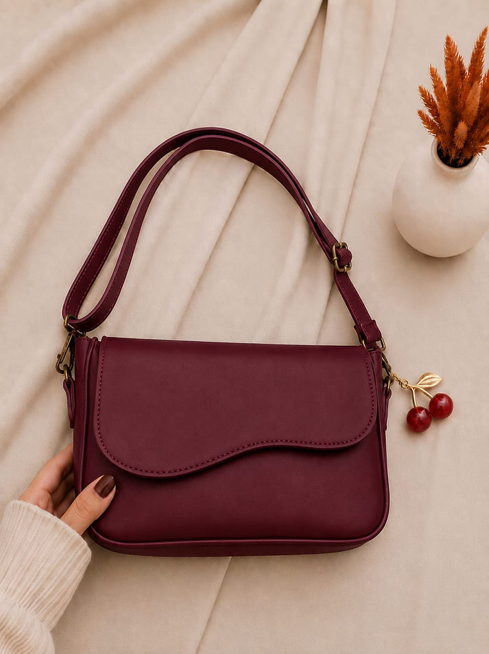 Girls Shoulder Bag with Cherry Keychain