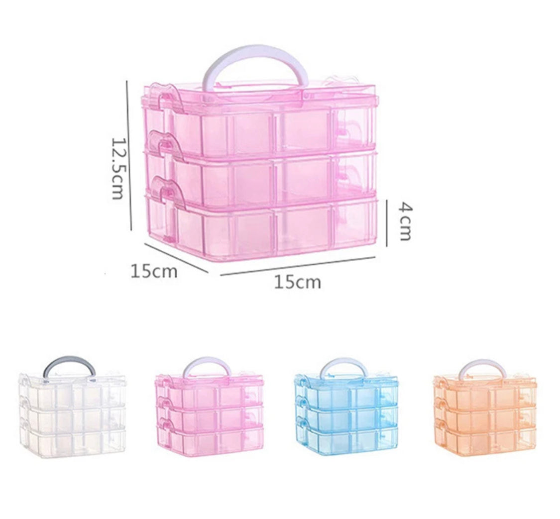 3 Layer 18 Grids Storage Cosmetic Jewellery Organizer Square Plastic Boxes