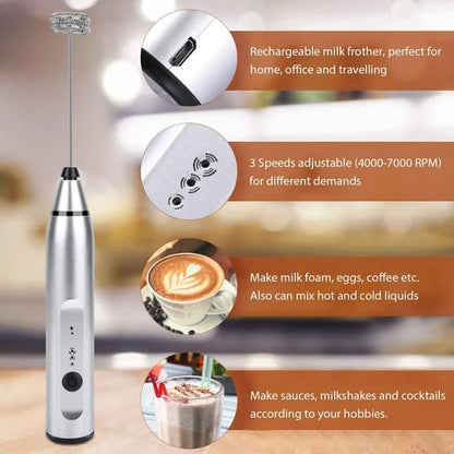 Automatic 2 in 1 USB Rechargeable Coffee Milk Beater