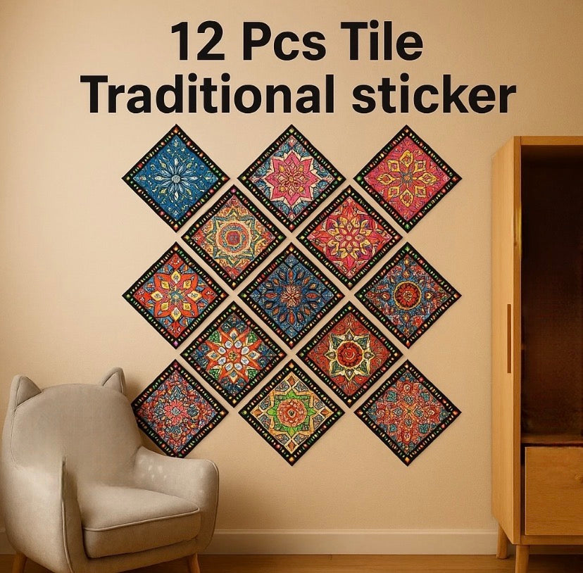 12 Pcs Tile Stickers Set