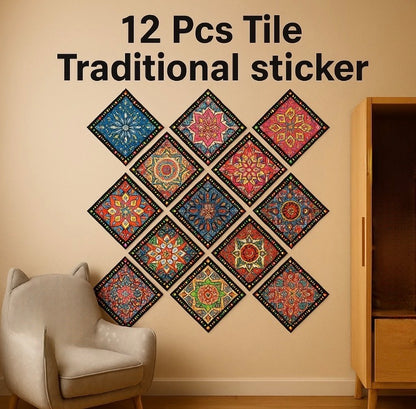 12 Pcs Tile Stickers Set
