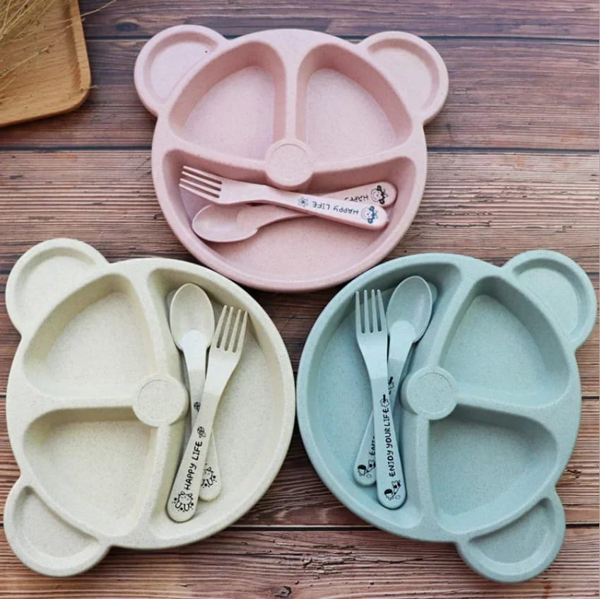 5 Pcs Bear Plate Set With Spoon for Kids