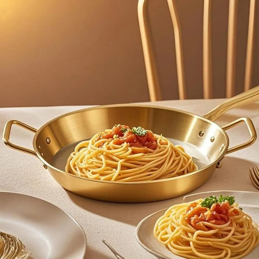 Golden Stainless Steel Round Serving Tray