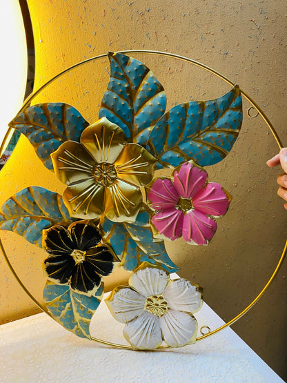 Metal Round Flower Motif for Wall Decor