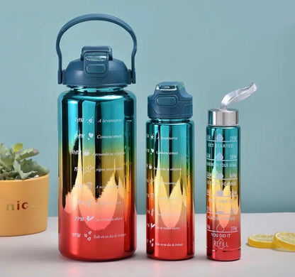 Multipurpose 3 Pcs Metallic Water Bottle set