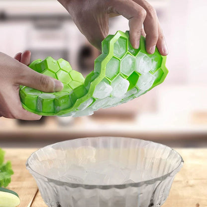 Silicone HoneyComb Shape Ice Cube Tray with Lid (Random Colour)