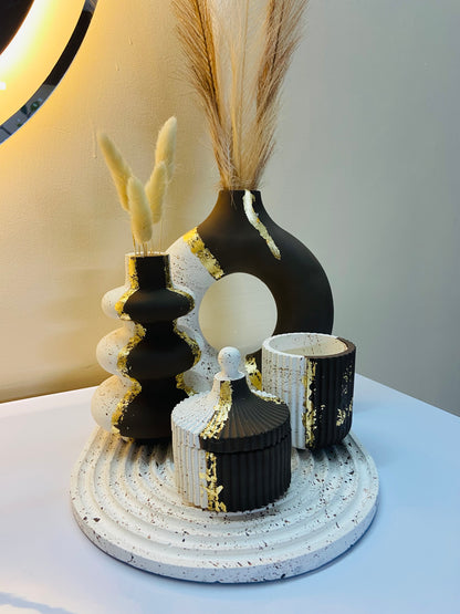 5 Pcs Brown Donut Vase Decor Set