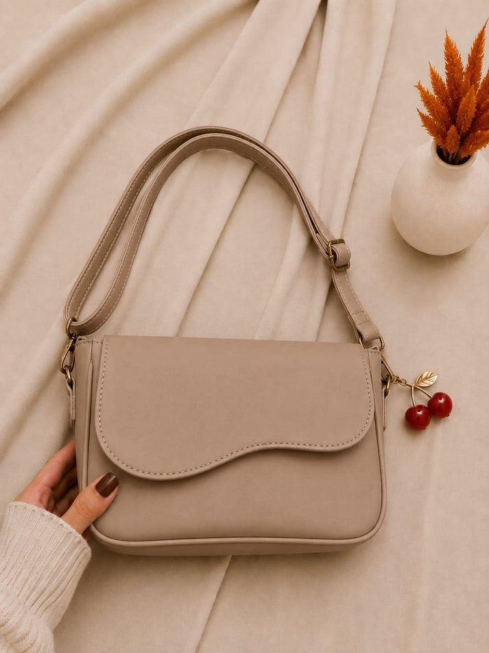 Girls Shoulder Bag with Cherry Keychain