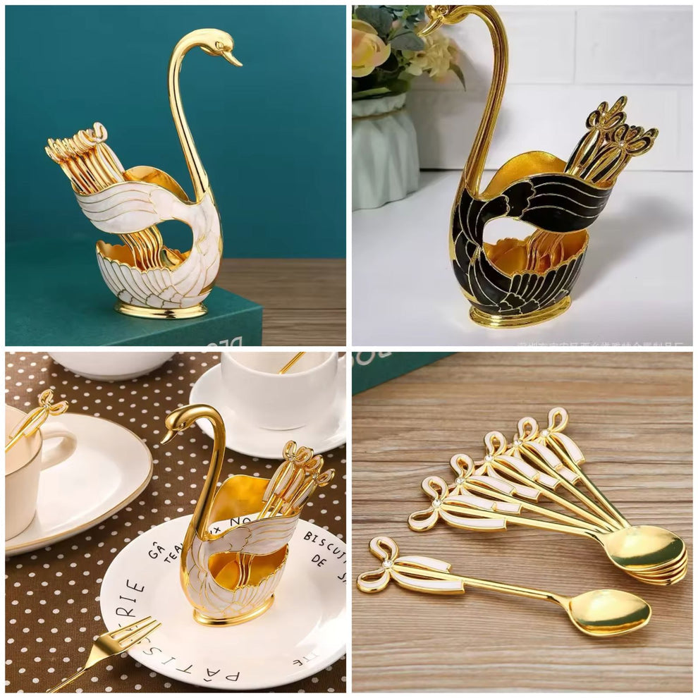 Swan Duck with 6 Tea Spoon Set