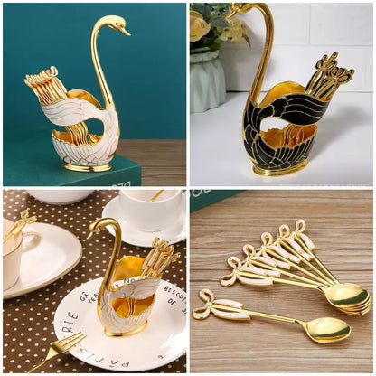 Swan Duck with 6 Tea Spoon Set