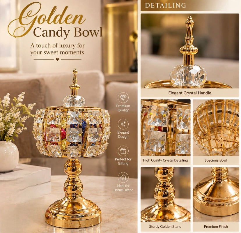 Golden Crystal Candy Bowl