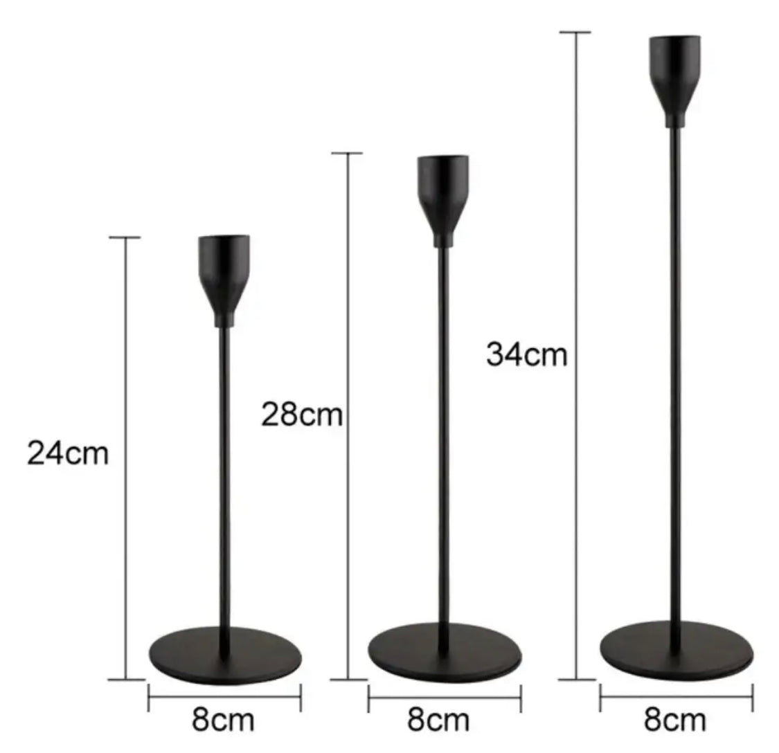 3 pcs Metal Candle Holder Black Colour