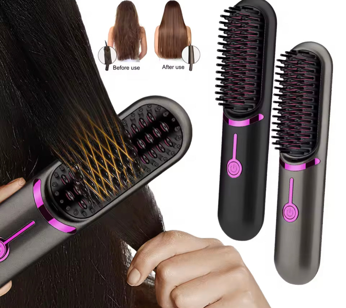 Rechargeable Wireless Hair Straightener Brush