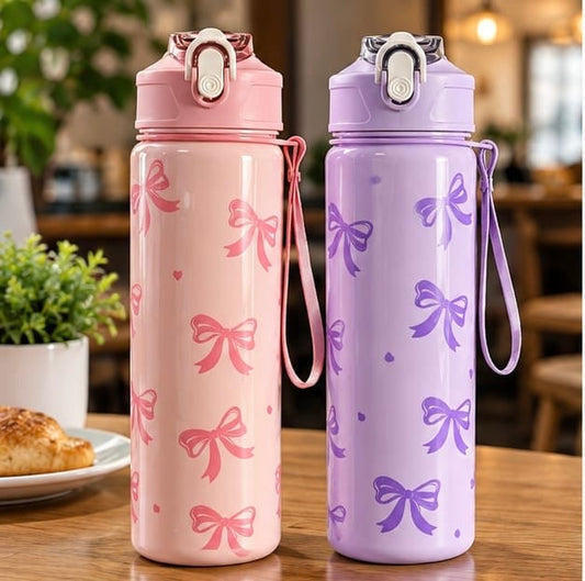 800ml Girls Bow Design Water Bottle
