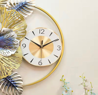 Metal Golden Wall Clock for Home Decor