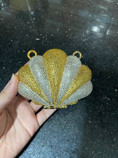 Mini Shell Design Rhinestone Clutch